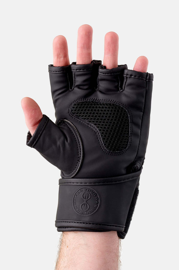 STING Black Blue Mma Training Gel Hybrid Gloves