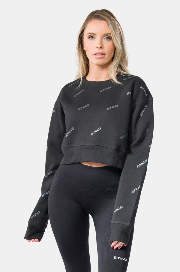 STING Womens Ultra Cropped Crew Black